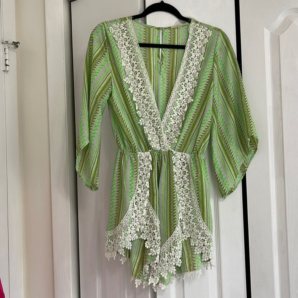Green Lace Romper